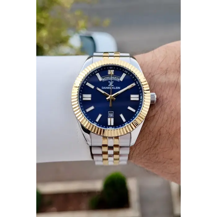 Kadranı Lacivert Kordonu Gold Gümüş Renk 42 Mm İç Göstergeleri Aktif Erkek Kol Saati