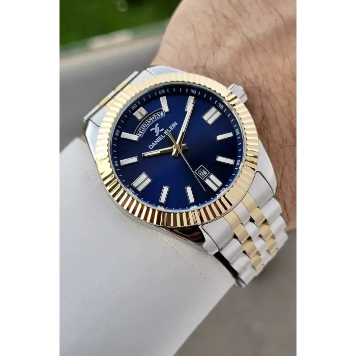 Kadranı Lacivert Kordonu Gold Gümüş Renk 42 Mm İç Göstergeleri Aktif Erkek Kol Saati