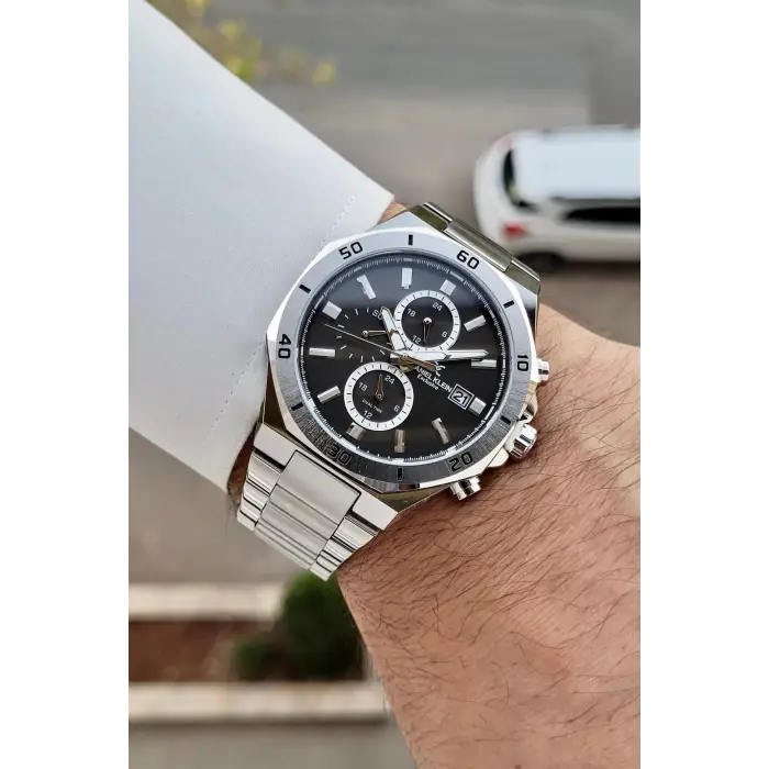 Kadranı Siyah Kordonu Gümüş Renk 42 Mm İç Göstergeleri Aktif Erkek Kol Saati