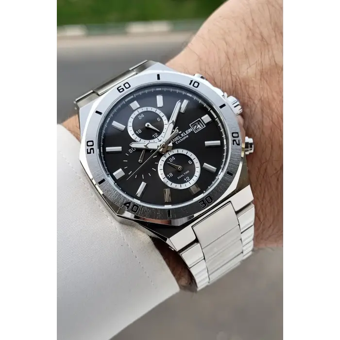 Kadranı Siyah Kordonu Gümüş Renk 42 Mm İç Göstergeleri Aktif Erkek Kol Saati