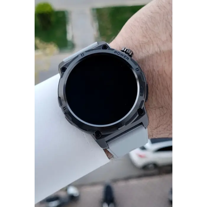 Kasası Siyah Kordonu Gri Renk Android ve İos Uyumlu Hediye Paketli Akıllı Kol Saat