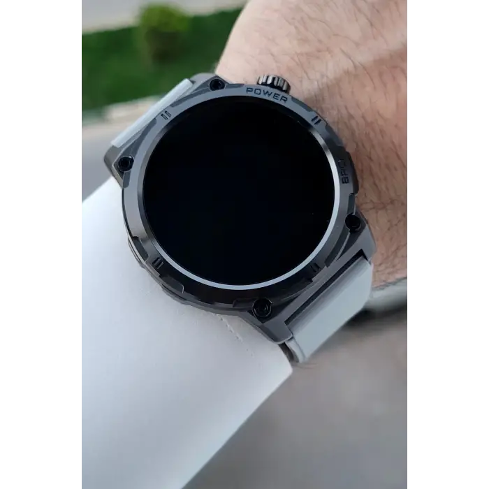 Kasası Siyah Kordonu Gri Renk Android ve İos Uyumlu Hediye Paketli Akıllı Kol Saat