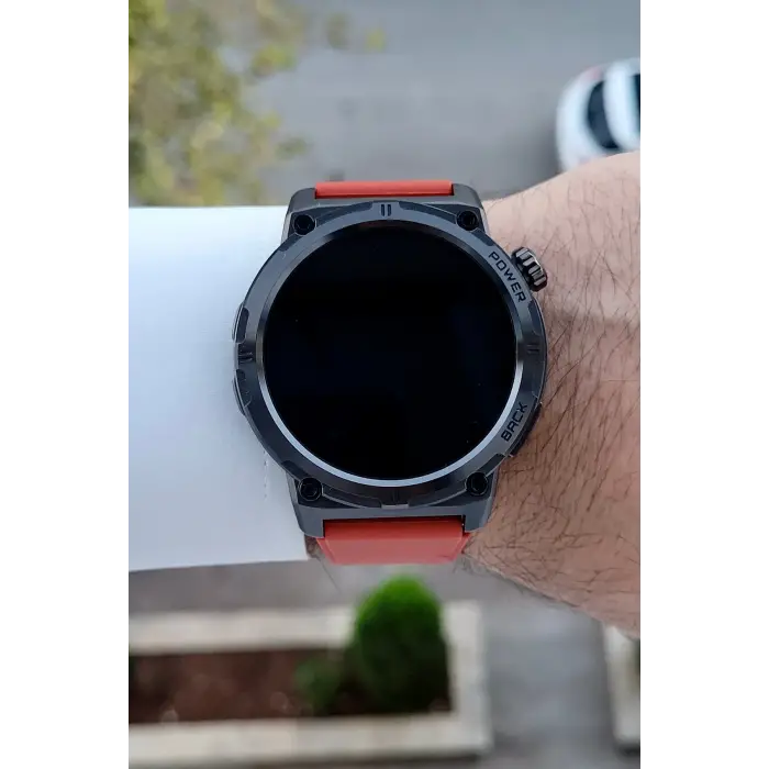 Kasası Siyah Kordonu Kırmızı Renk Android ve ios Uyumlu Hediye Paketli Akıllı Kol Saat