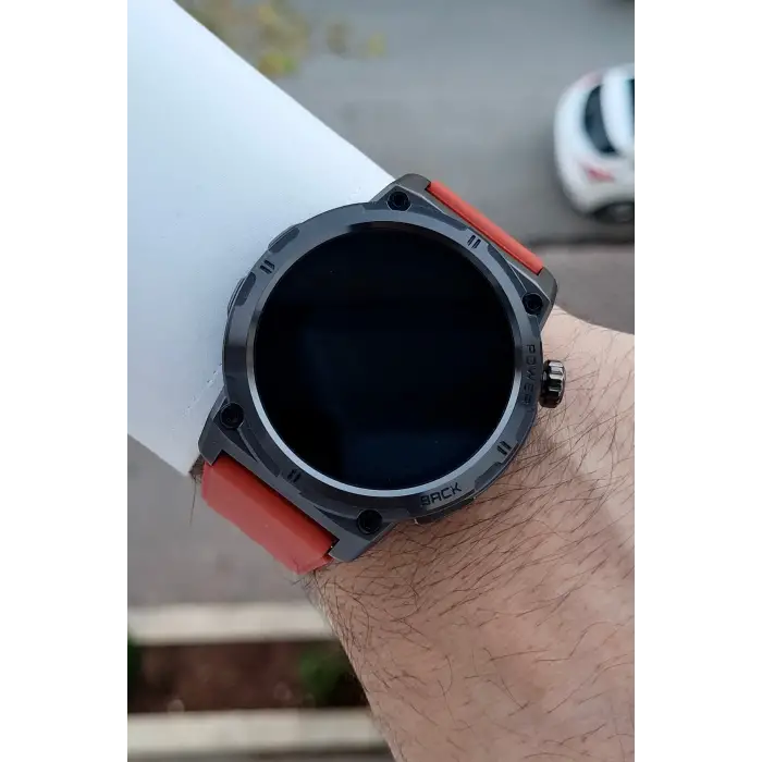 Kasası Siyah Kordonu Kırmızı Renk Android ve ios Uyumlu Hediye Paketli Akıllı Kol Saat