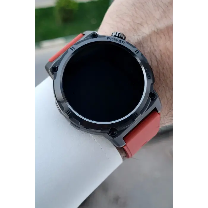 Kasası Siyah Kordonu Kırmızı Renk Android ve ios Uyumlu Hediye Paketli Akıllı Kol Saat