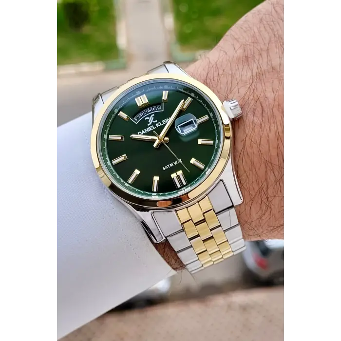 Kadranı Yeşil Kordonu Gold Gümüş Renk 43 mm Erkek Kol Saati