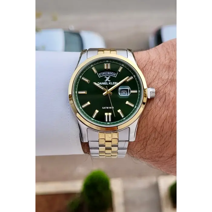 Kadranı Yeşil Kordonu Gold Gümüş Renk 43 mm Erkek Kol Saati