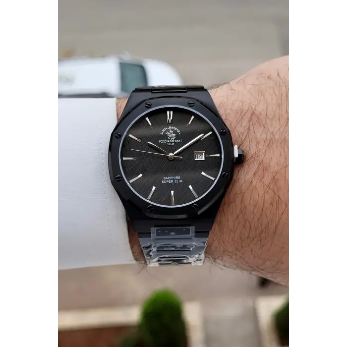 Santa Barbara Polo & Racquet Club Siyah Renk 41 mm Renk Atmaz Oksitlenmez Çelik Erkek Kol Saati