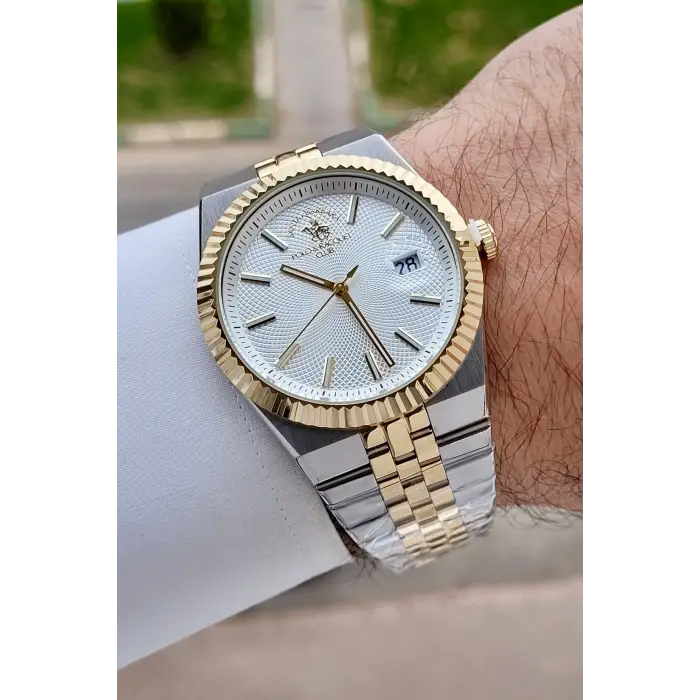 Santa Barbara Polo & Racquet Club Gold Gümüş Renk 40 mm Renk Atmaz Oksitlenmez Çelik Erkek Kol Saati