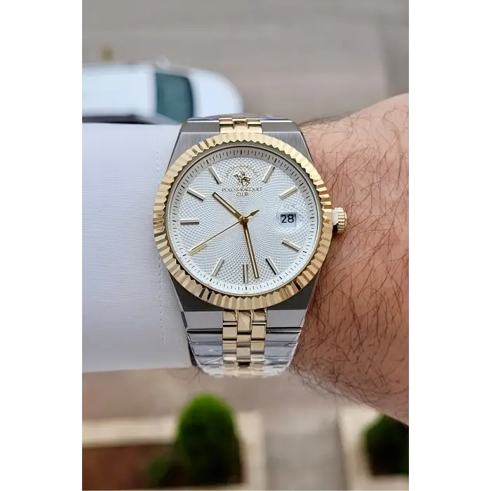 Santa Barbara Polo & Racquet Club Gold Gümüş Renk 40 mm Renk Atmaz Oksitlenmez Çelik Erkek Kol Saati