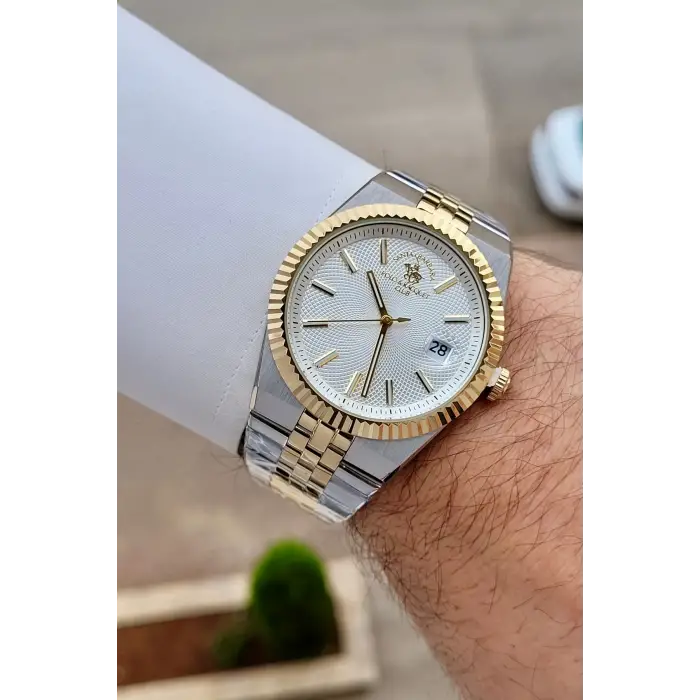 Santa Barbara Polo & Racquet Club Gold Gümüş Renk 40 mm Renk Atmaz Oksitlenmez Çelik Erkek Kol Saati