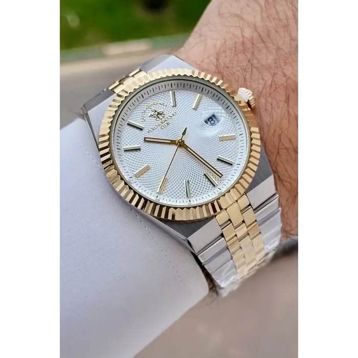 Santa Barbara Polo & Racquet Club Gold Gümüş Renk 40 mm Renk Atmaz Oksitlenmez Çelik Erkek Kol Saati