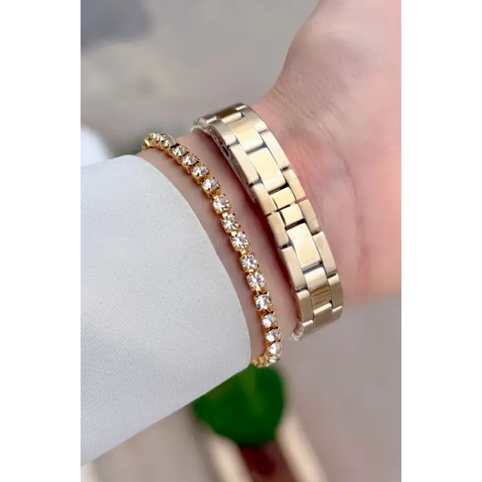 Santa Barbara Polo & Racquet Club Gold Renk 26 Mm Tam Çelik 5 ATM Su Geçirmez Kadın Kol Saati ve Bileklik