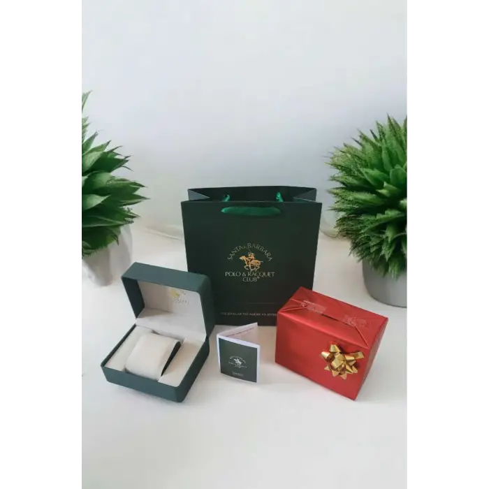 Santa Barbara Polo & Racquet Club Kadranı Yeşil Korodnu Gold Renk 27,5 Mm Tam Çelik 5 ATM Su Geçirmez Kadın Kol Saati ve Bileklik