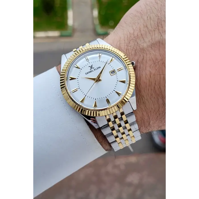 Gold Gümüş Renk Hediye Paketli 41 mm Erkek Kol Saati