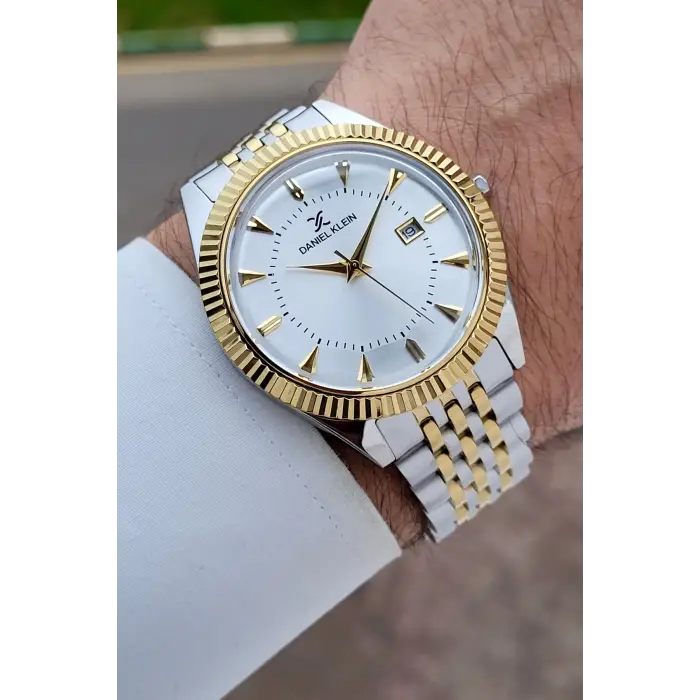 Gold Gümüş Renk Hediye Paketli 41 mm Erkek Kol Saati