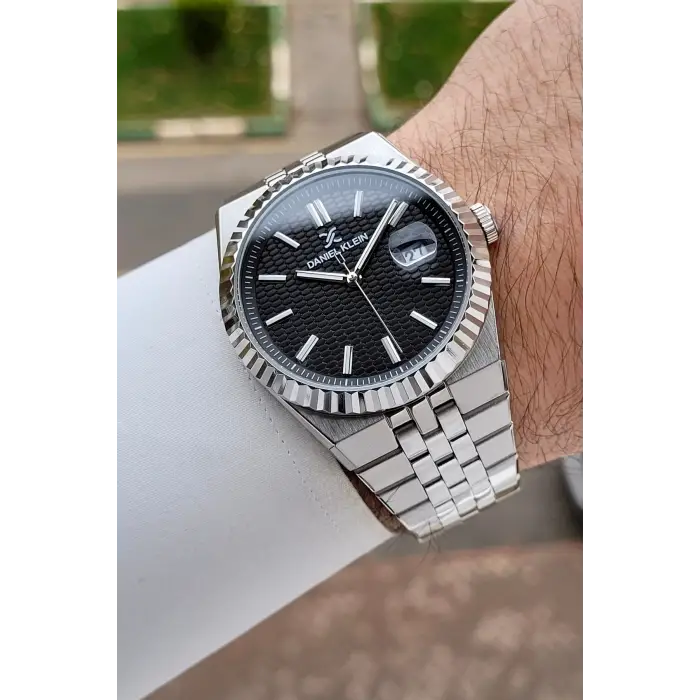 Kadranı Siyah Kordonu Gümüş Renk 5 ATM Hediye Paketli 41 mm Erkek Kol Saati
