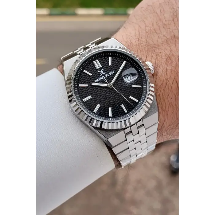 Kadranı Siyah Kordonu Gümüş Renk 5 ATM Hediye Paketli 41 mm Erkek Kol Saati