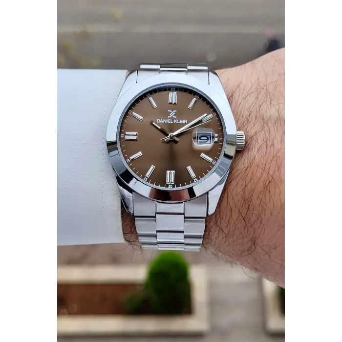 Kadranı Kahverengi Kordonu Gümüş Renk 5 ATM Hediye Paketli 42 mm Erkek Kol Saati