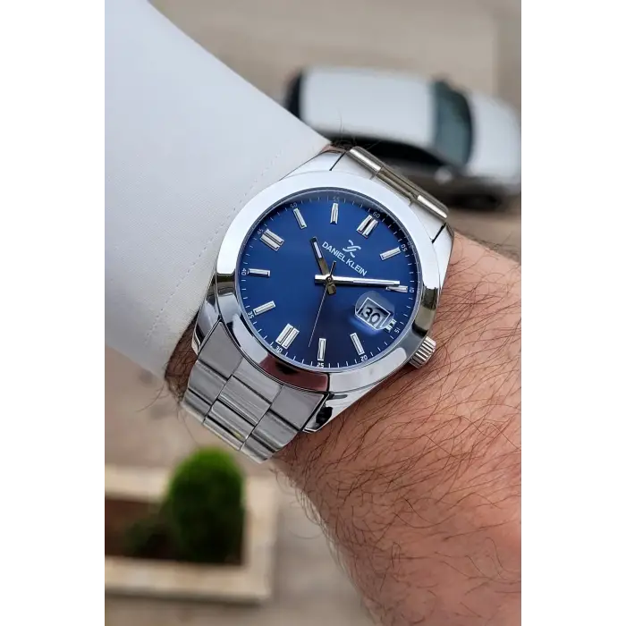Kadranı Lacivert Kordonu Gümüş Renk 5 ATM Hediye Paketli 42 mm Erkek Kol Saati