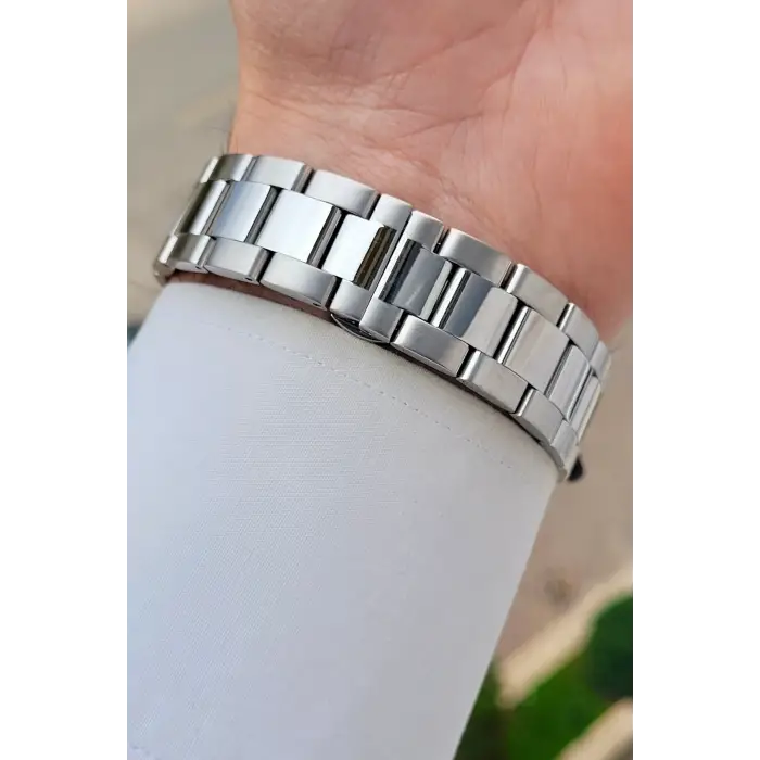 Kadranı Lacivert Kordonu Gümüş Renk 5 ATM Hediye Paketli 42 mm Erkek Kol Saati