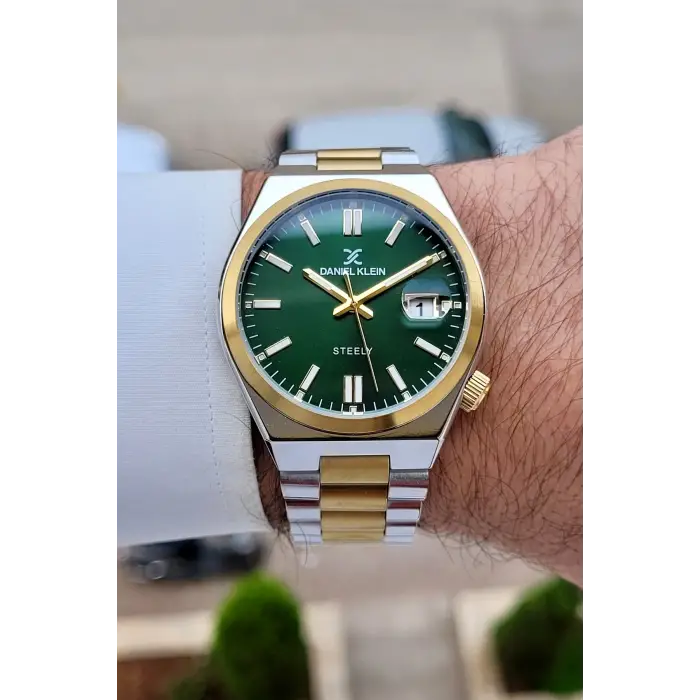 Kadranı Yeşil Kordonu Gold Gümüş Renk 40 mm Çelik Metaryel Erkek Kol Saati