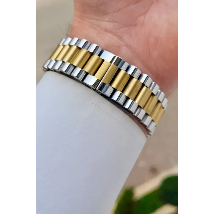 Kadranı Yeşil Kordonu Gold Gümüş Renk 40 mm Çelik Metaryel Erkek Kol Saati
