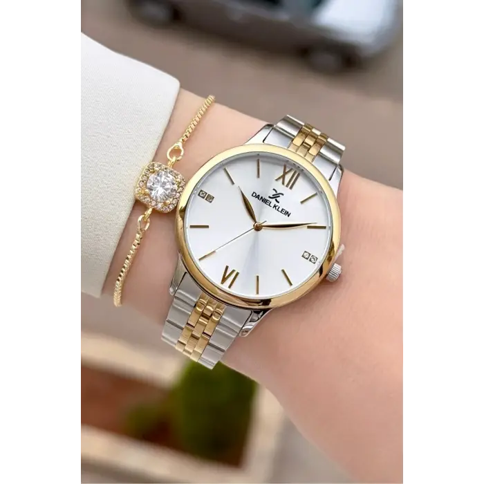 Gold Gümüş Renk 35 Mm Hediye Paketli Kadın Kol Saati Ve Bileklik