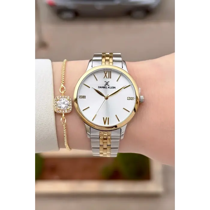 Gold Gümüş Renk 35 Mm Hediye Paketli Kadın Kol Saati Ve Bileklik