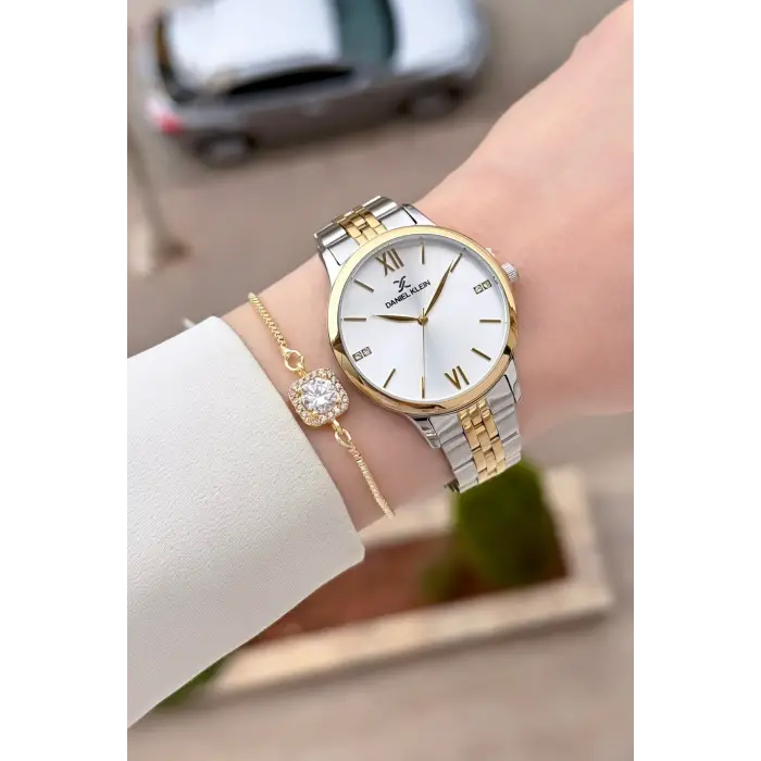 Gold Gümüş Renk 35 Mm Hediye Paketli Kadın Kol Saati Ve Bileklik
