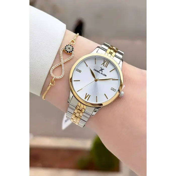 Gold Gümüş Renk Kadın Kol Saati Ve Bileklik