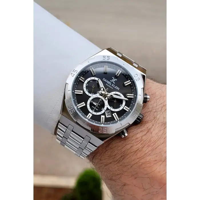 Kadranı Siyah Kordonu Gümüş Renk 44 mm İç Göstergeleri Aktif Erkek Kol Saati
