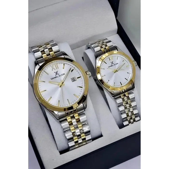 Gold Gümüş Renk Hediye Paketli Sevgili Çift Kol Saati