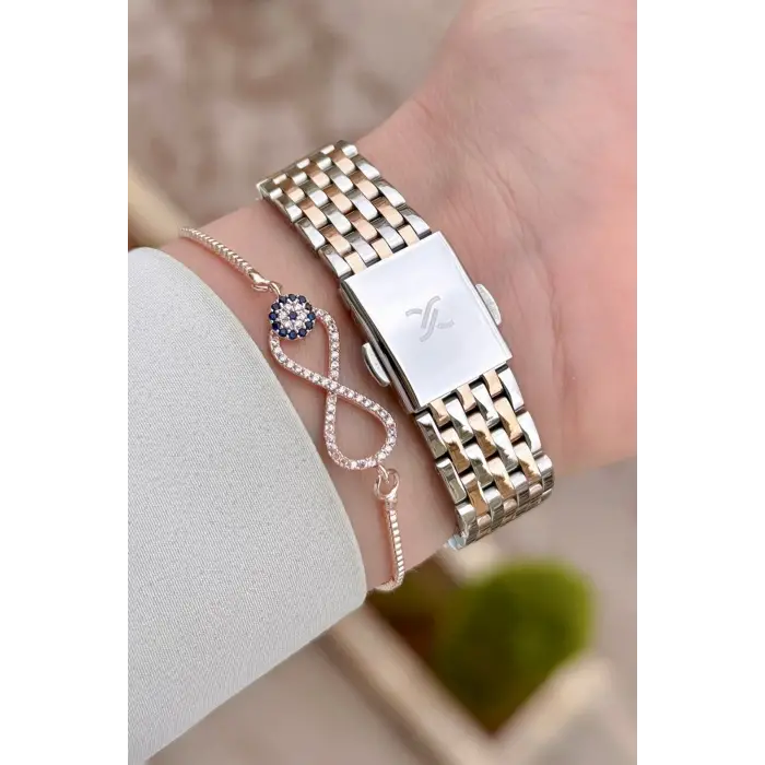 Rose Gümüş Renk Hediye Paketli 30 mm Hediye Paketli Kadın Kol Saati
