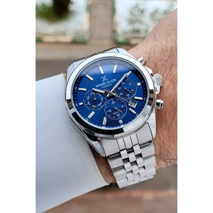 Gümüş Lacivert Renk 42 mm Hediye Paketli İç Göstergeleri Aktif Erkek Kol Saati