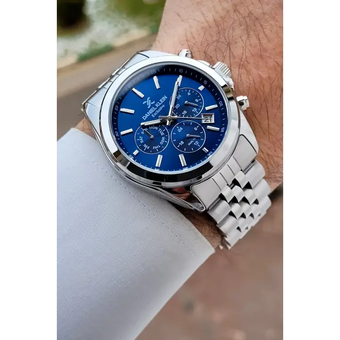 Gümüş Lacivert Renk 42 mm Hediye Paketli İç Göstergeleri Aktif Erkek Kol Saati