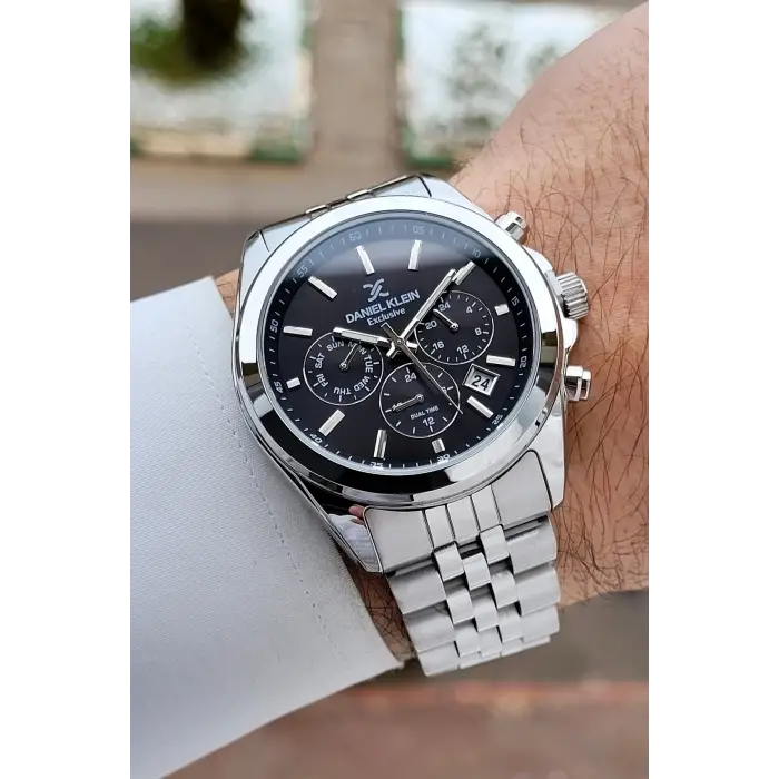 Gümüş Siyah Renk 42 mm Hediye Paketli İç Göstergeleri Aktif Erkek Kol Saati