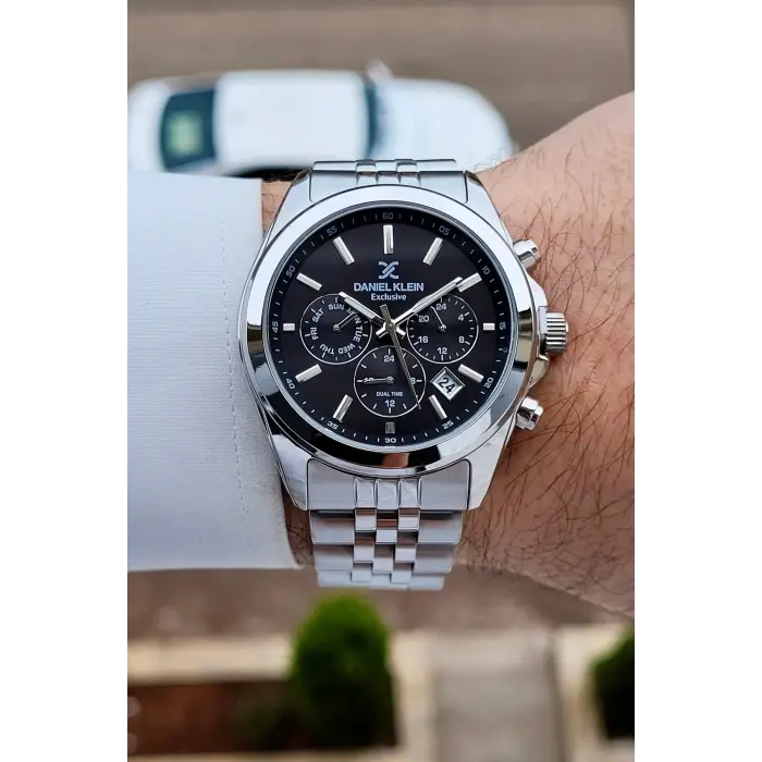 Gümüş Siyah Renk 42 mm Hediye Paketli İç Göstergeleri Aktif Erkek Kol Saati