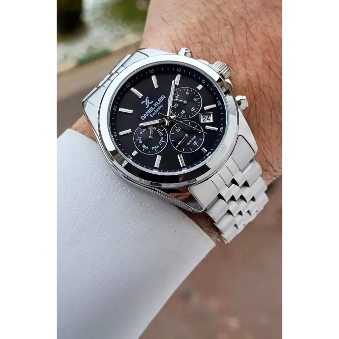 Gümüş Siyah Renk 42 mm Hediye Paketli İç Göstergeleri Aktif Erkek Kol Saati