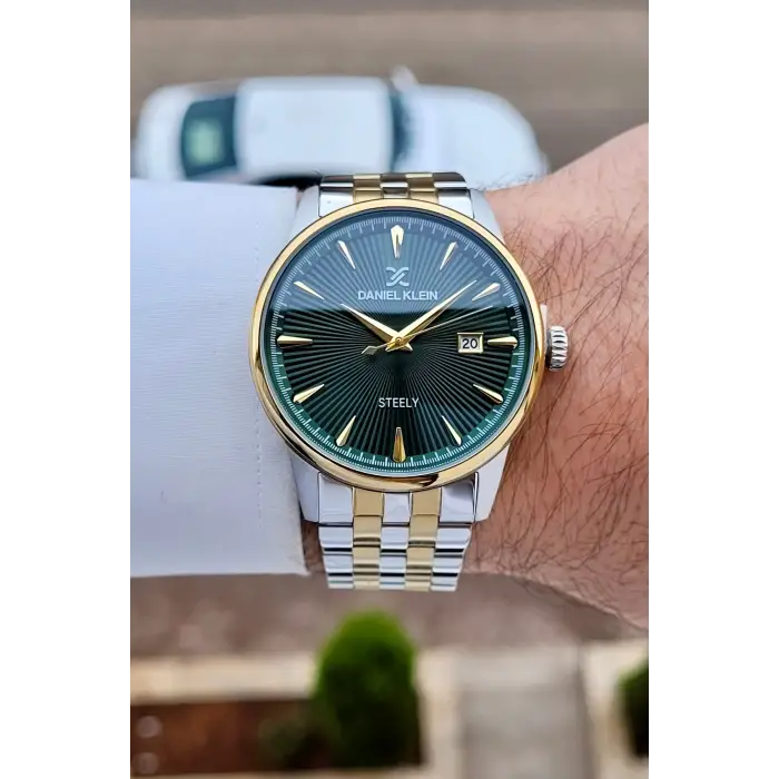 Gold Gümüş Yeşil Renk Hediye Paketli Paslanmaz Full Çelik Kasa Erkek Kol Saati