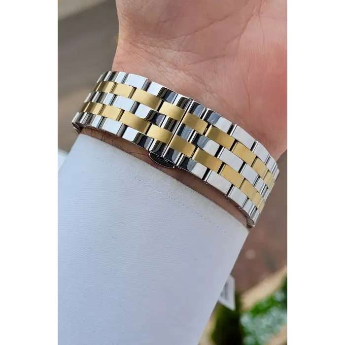 Gold Gümüş Yeşil Renk Hediye Paketli Paslanmaz Full Çelik Kasa Erkek Kol Saati