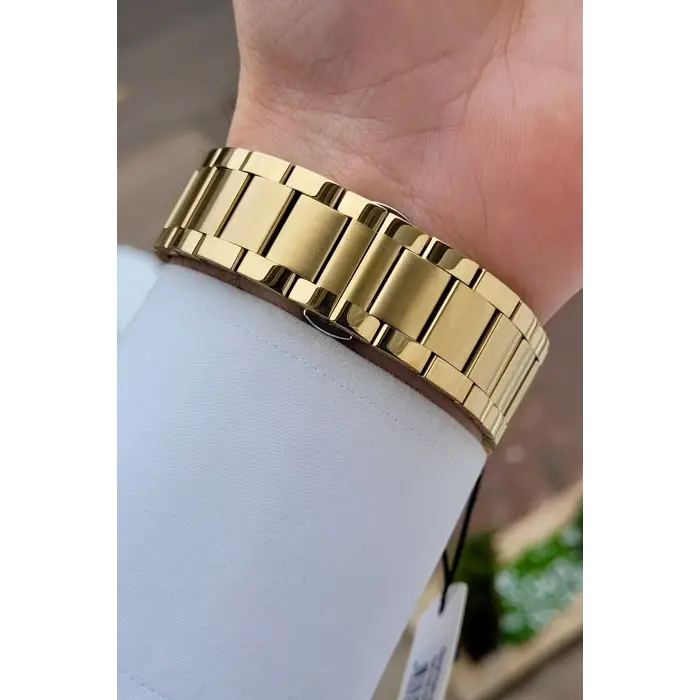 Kadranı Siyah Kordonu Gold Renk 43 mm Erkek Kol Saati