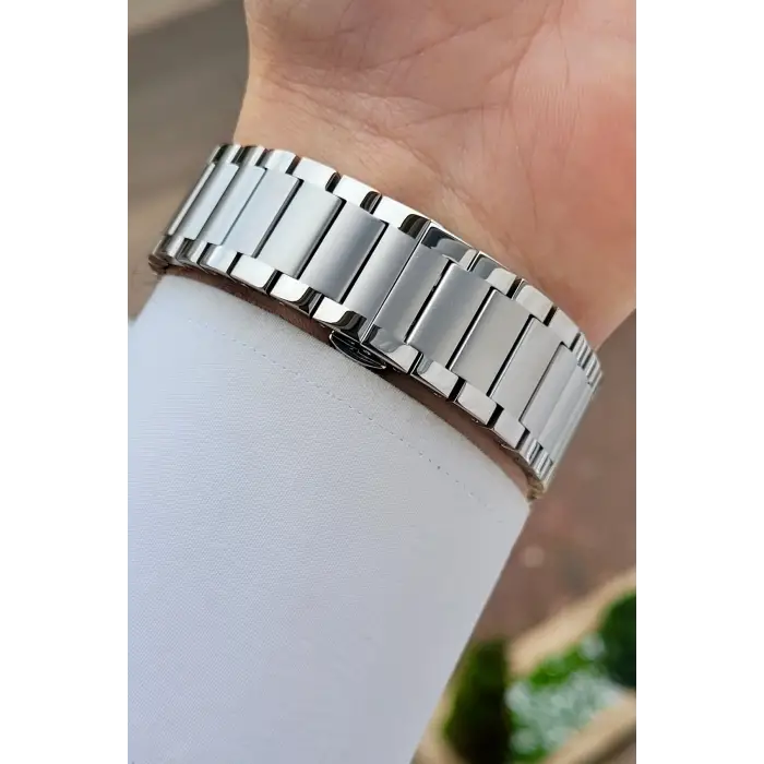 Kadranı Lacivert Kordonu Gümüş Renk Hediye Paketli 41 mm Erkek Kol Saati