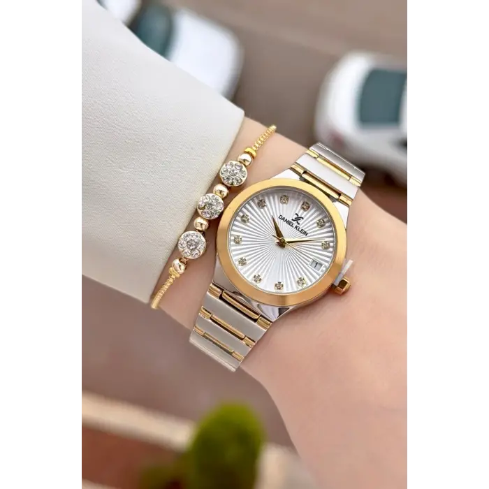 Gold Gümüş Renk 30 Mm Kadın Kol Saati ve Bileklik