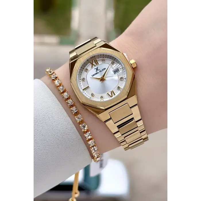 Gold Renk Hediye Paketli 30 Mm Kadın Kol Saati ve Bileklik