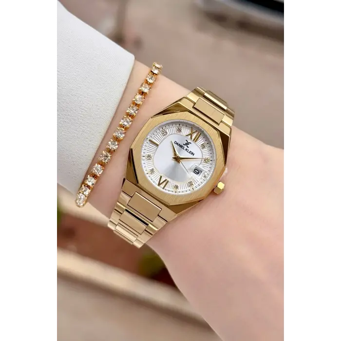 Gold Renk Hediye Paketli 30 Mm Kadın Kol Saati ve Bileklik
