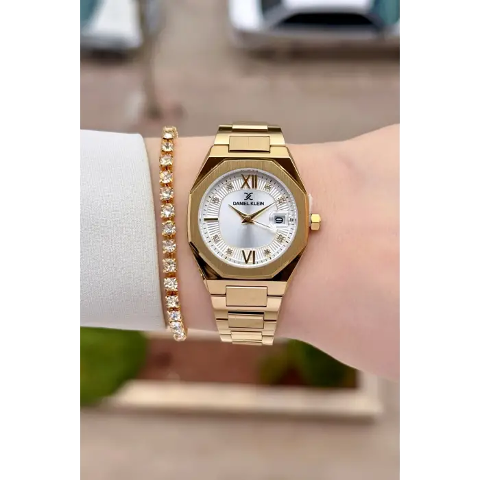Gold Renk Hediye Paketli 30 Mm Kadın Kol Saati ve Bileklik