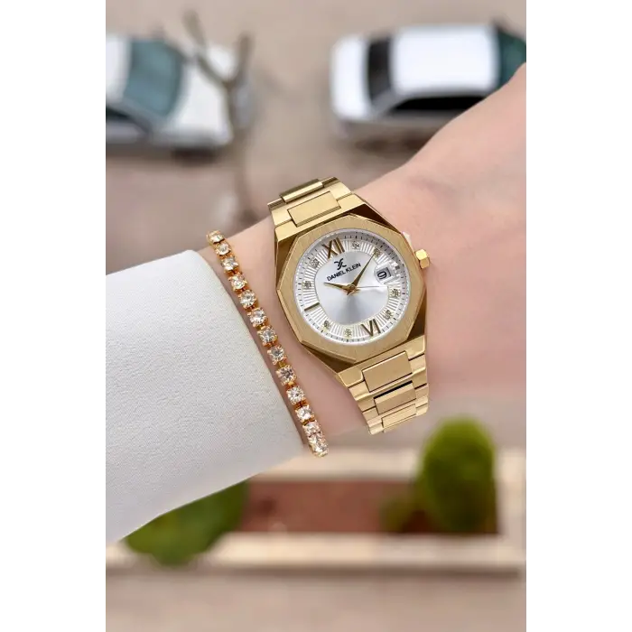 Gold Renk Hediye Paketli 30 Mm Kadın Kol Saati ve Bileklik