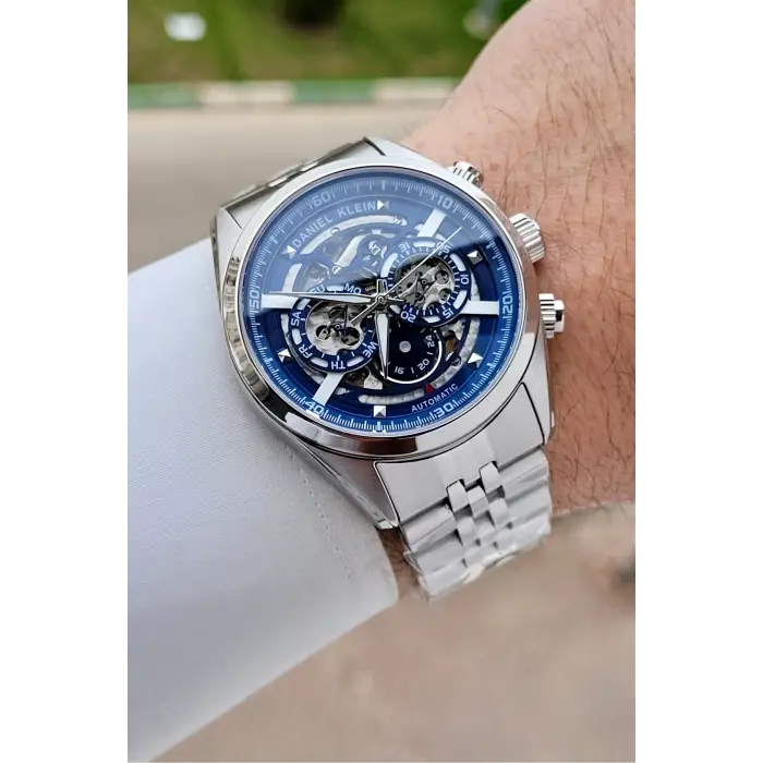 Gümüş Lacivert Renk Otomatik 42 mm İç Göstergeleri Aktif Erkek Kol Saati