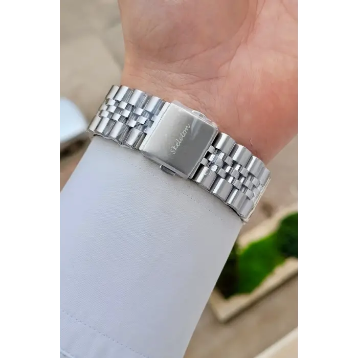 Gümüş Lacivert Renk Otomatik 42 mm İç Göstergeleri Aktif Erkek Kol Saati